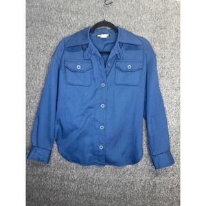 70s Vintage Lenexa Place Womens Jacket Large Blue Solid Button Front Pockets